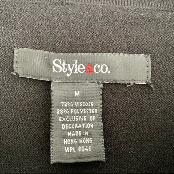 Style & Co Jeweled Beaded Black Sweater Top Size Medium - Picture 3 of 4